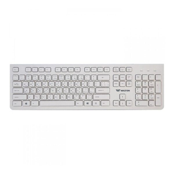 Walton WKS003WN White Wired Standard Keyboard with Bangla